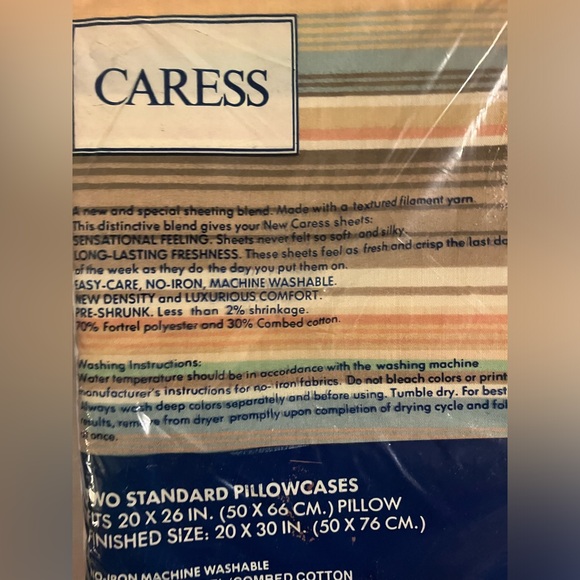 Vintage New Caress Pillowcases Diagonal Stripe ends rest are horizontal stripes - Picture 1 of 4